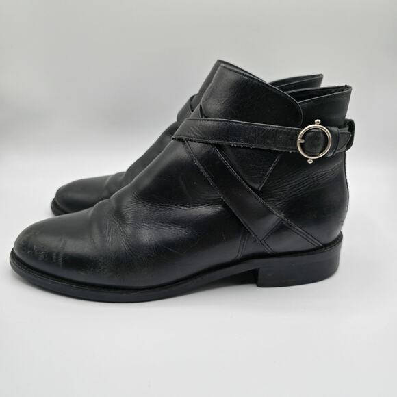 Ariat Windsor womans black leather strappy buckle ankle boots booties size 8 - Picture 4 of 13